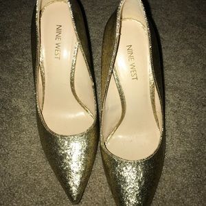 Gold sparkly heels